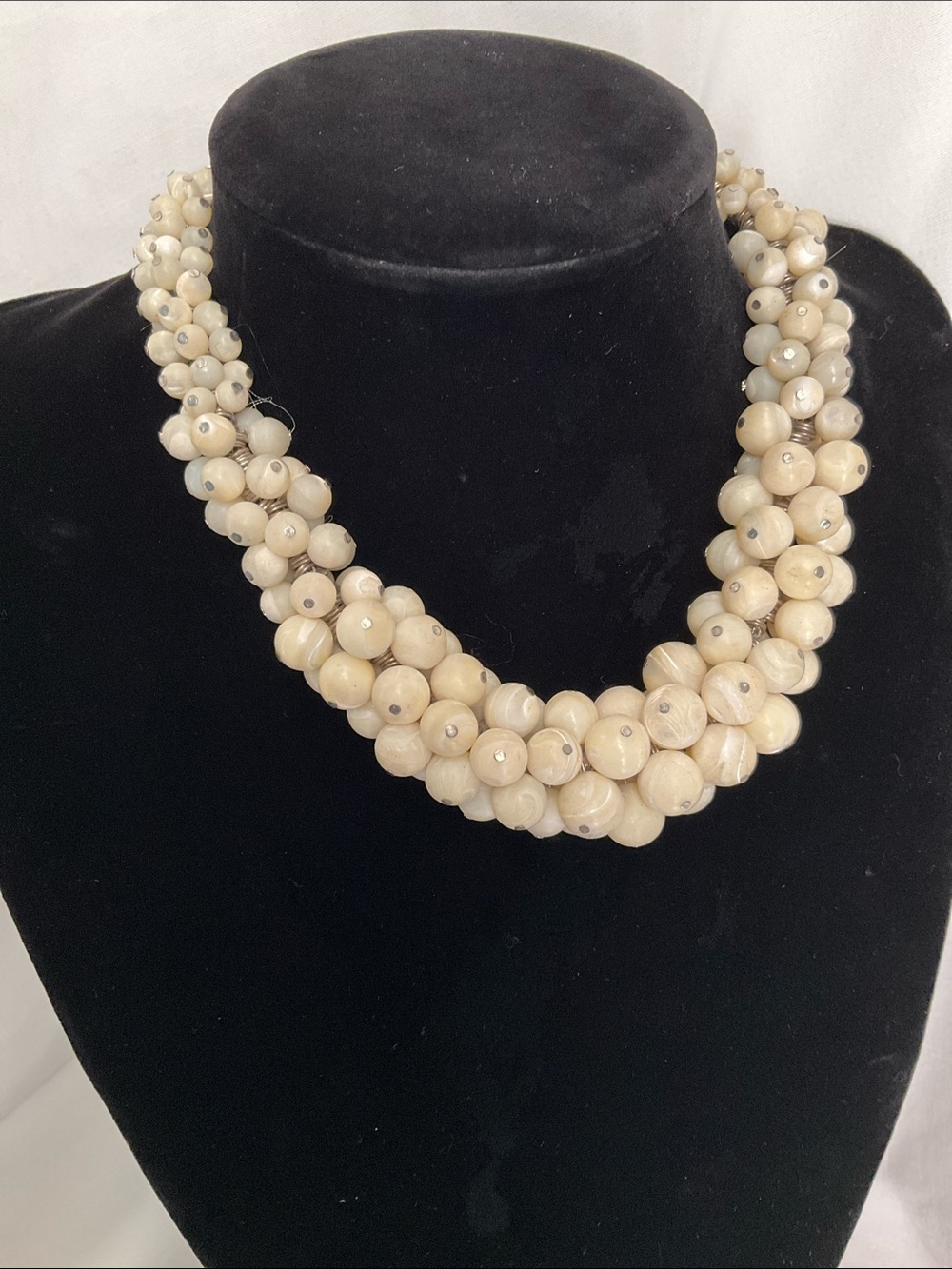 Vintage mother of pearl chunky hand wired necklace